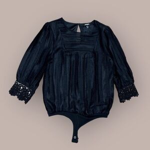Express Bodysuit sheer three quarter length sleeves and bodice